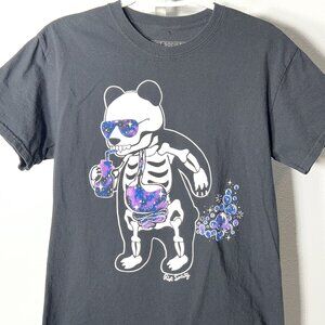 Riot Society 100% Cotton Black Cosmic Drink Flatulent Panda Graphic Tee SZ Med